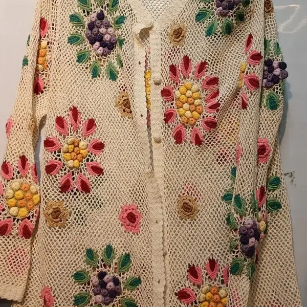 [BUNJANG] Vintage Flower Crochet Cardigan / 빈티지 플라워 크로쉐 가디건