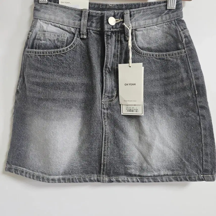 [BUNJANG] OH YEAH Vintage Washed Black Denim Mini Skirt Size S / [새상품] OH YEAH(오예) 빈티지 워싱 흑청 데님 미니 스커트 S