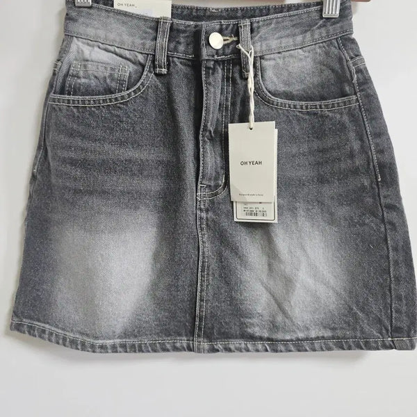 [BUNJANG] OH YEAH Vintage Washed Black Denim Mini Skirt Size S / [새상품] OH YEAH(오예) 빈티지 워싱 흑청 데님 미니 스커트 S