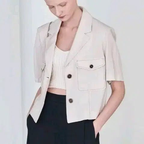 [BUNJANG] l'amour Stitches Jacket Beige Size 1 / 루에브르 스티치 자켓 베이지/1사이즈