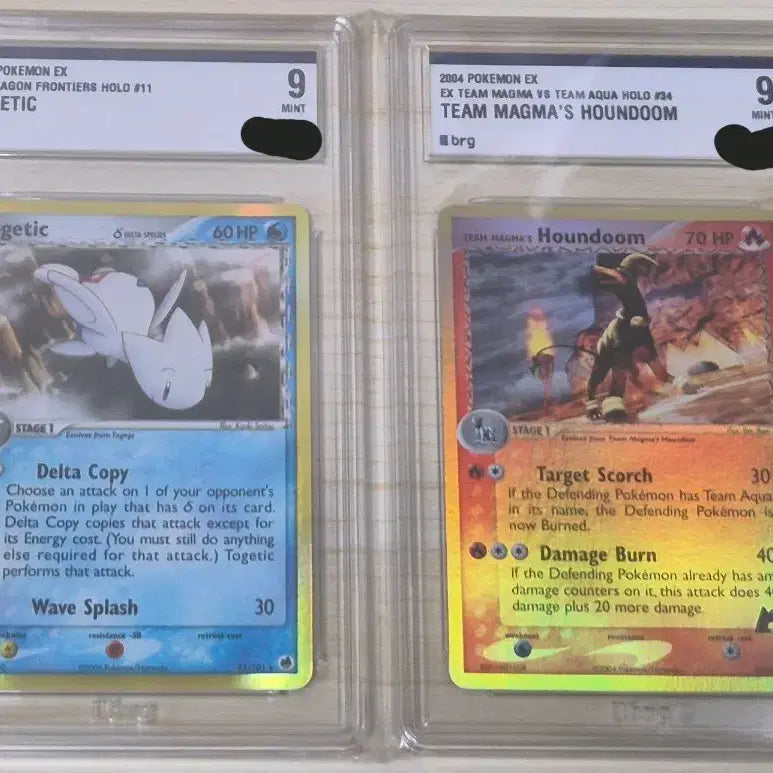 [BUNJANG] Pokemon EX Team Magma's Houndoom Holo & Dragon Frontiers Togetic Holo (BRG 9 Mint) / BRG 9 포켓몬 영문 빈티지 ex마그마단 헬가 & 델타종 토게틱 홀로