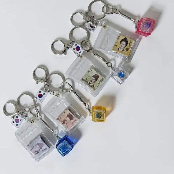 [BUNJANG] Miniature Money + LED 1-Bulb Keyring Set / 미니어처머니+LED1구키킹