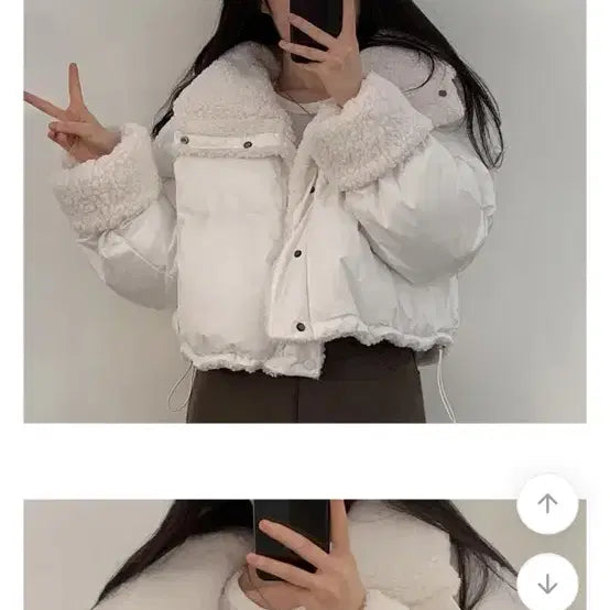 [BUNJANG] Shearling Crop Padded Jacket / 양털 크롭 패딩