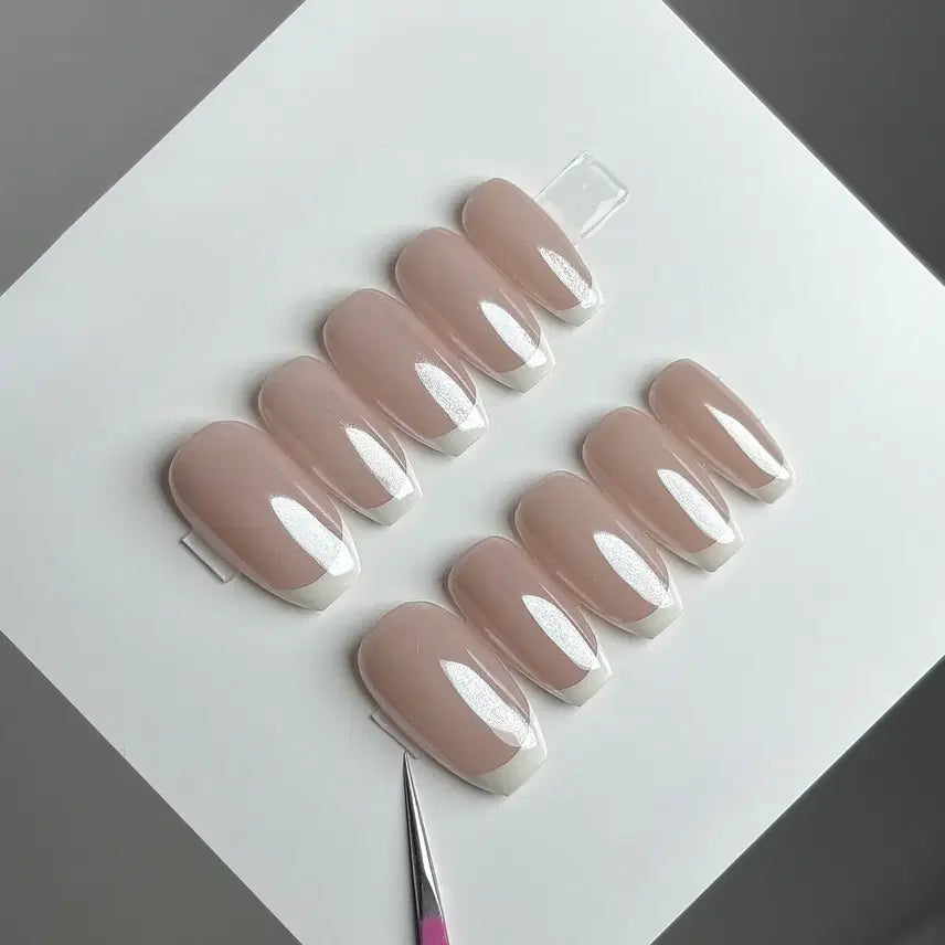 [BUNJANG] Handmade White French Nail Tips Set / 화이트프렌치 수제네일팁