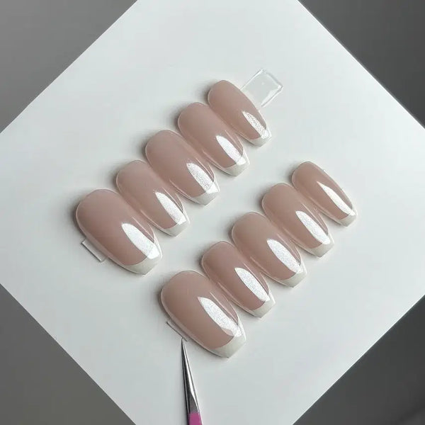 [BUNJANG] Handmade White French Nail Tips Set / 화이트프렌치 수제네일팁