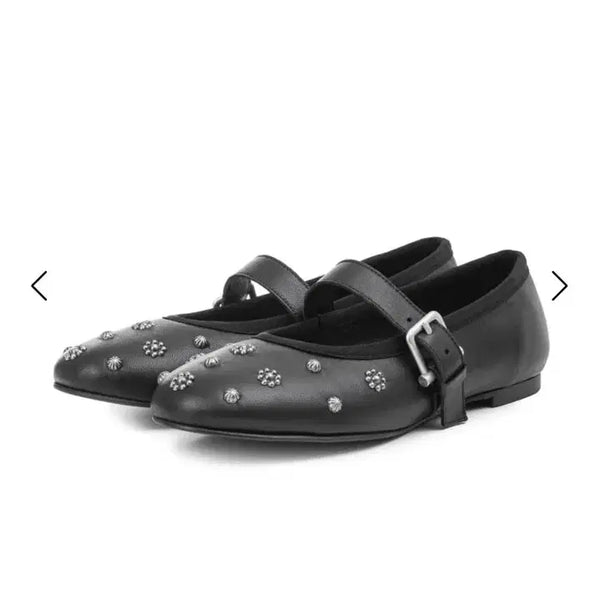 [BUNJANG] OSOI Stella Flat Black Gemstone Shoes / OSOI 스텔라 플랫 블랙 젬스톤 250