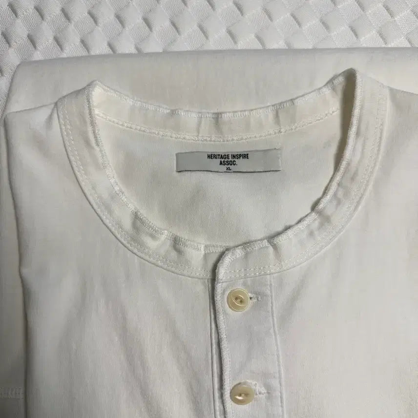 [BUNJANG] Union Blue Henry Neck T-Shirt White XL / 유니온블루 헨리넥 새상품 화이트