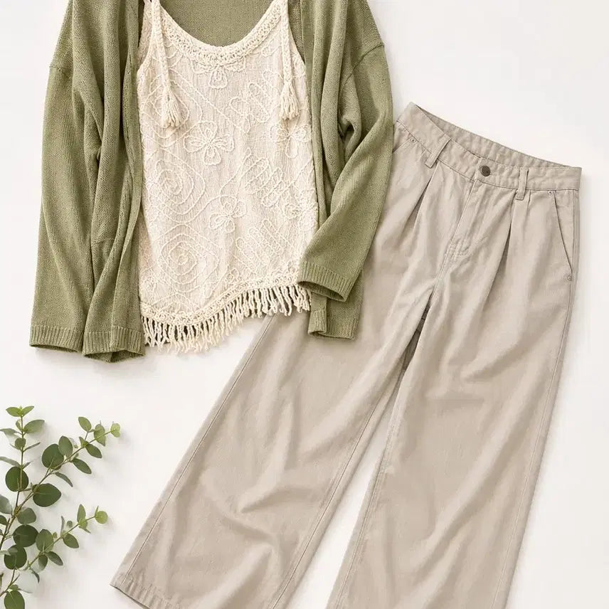 [BUNJANG] Mori Girl Style Cardigan, Pants, and Tank Top Set / 모리걸 세트로 판매합니다!! (가디건+바지+나시)