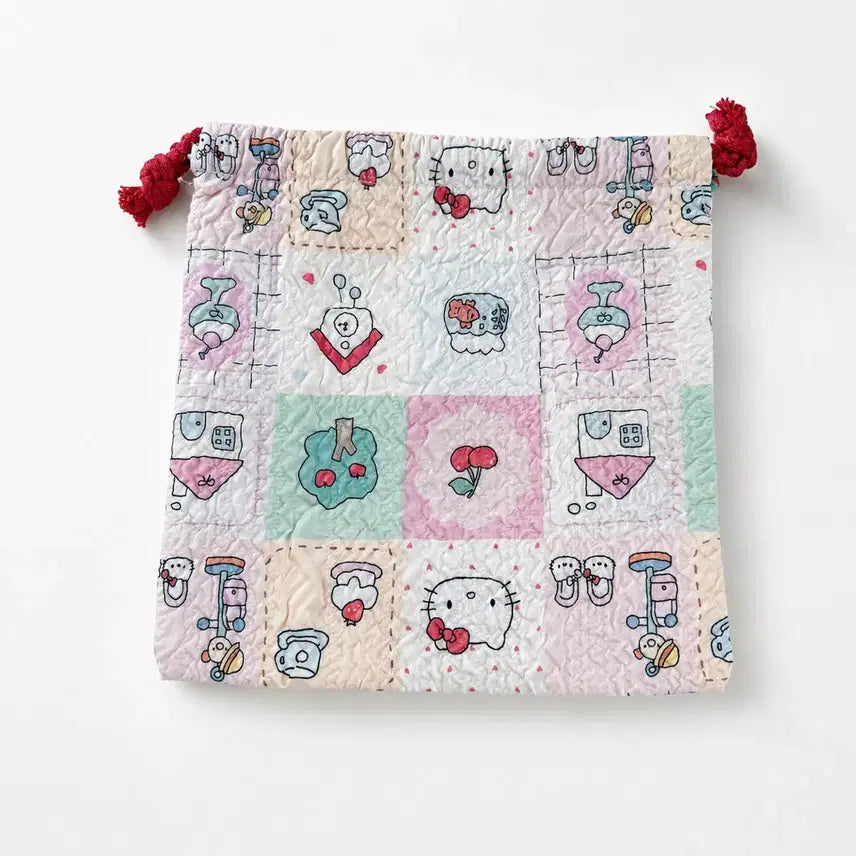 [BUNJANG] Hello Kitty Quilted Drawstring Pouch / 키티 파우치 퀼팅 복조리 파우치(새상품)
