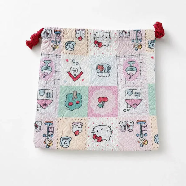 [BUNJANG] Hello Kitty Quilted Drawstring Pouch / 키티 파우치 퀼팅 복조리 파우치(새상품)