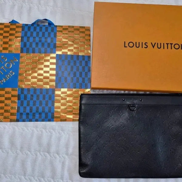 [BUNJANG] Louis Vuitton Monogram Clutch Bag Black / 루이비통 클러치 블랙