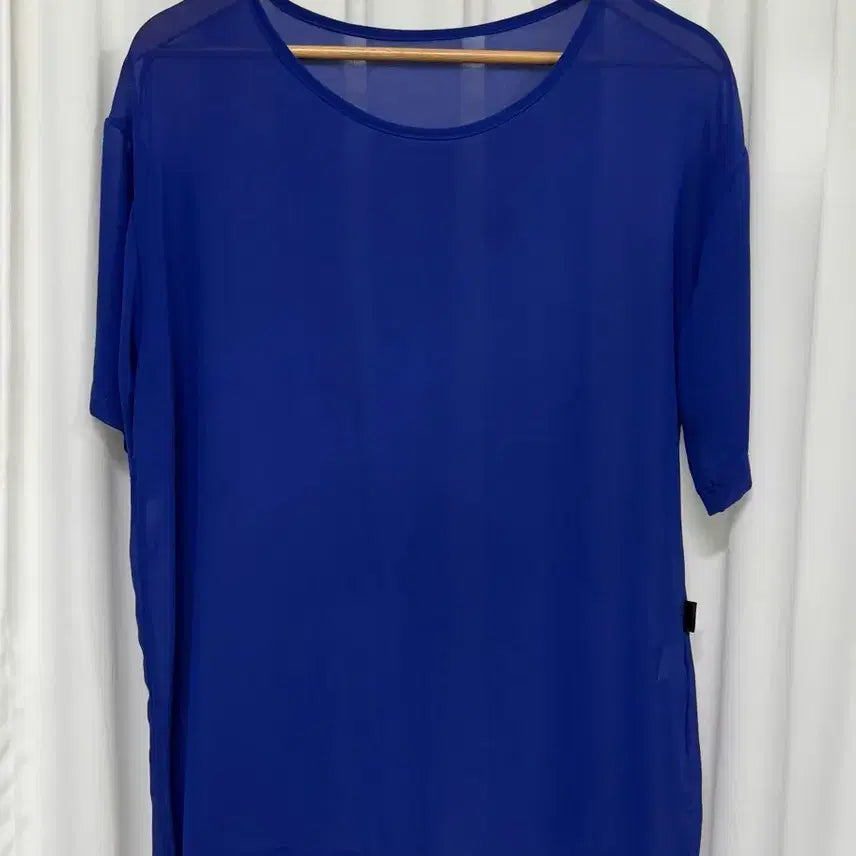 [BUNJANG] Stylenanda Sheer Short Sleeve Blouse Blue / 스타일난다 시스루 반팔 블라우스 블루
