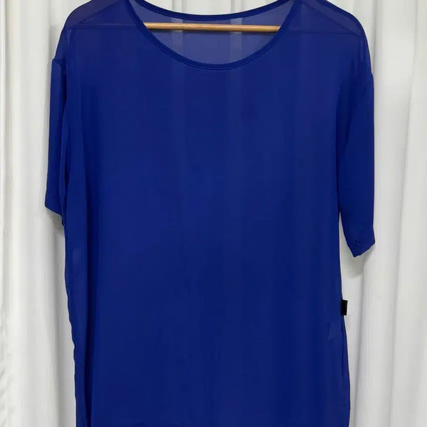 [BUNJANG] Stylenanda Sheer Short Sleeve Blouse Blue / 스타일난다 시스루 반팔 블라우스 블루