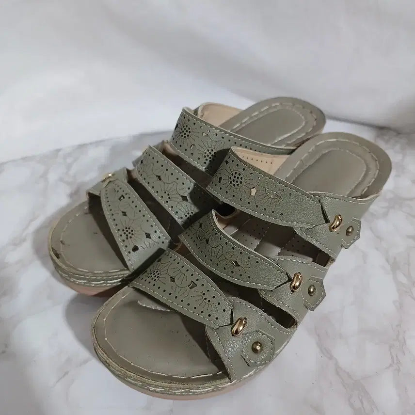 [BUNJANG] Big Leader Women's Wedge Heel Slippers 230 / Big leader 여성 웨지힐 슬리퍼 230 (26D293)