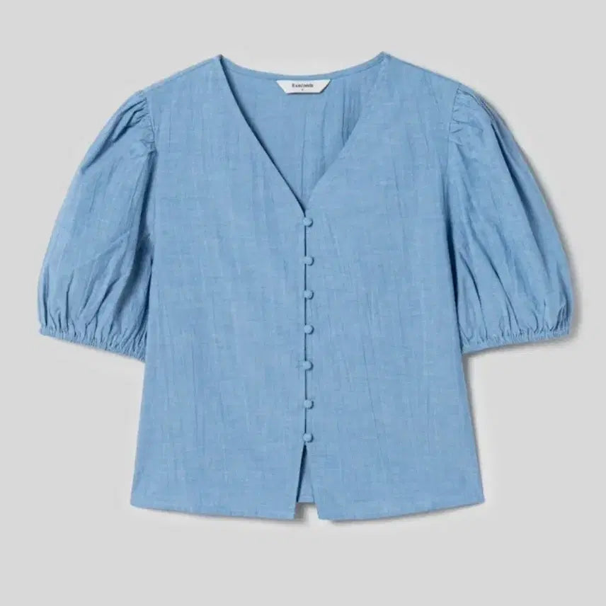 [BUNJANG] 8seconds Denim Puff Sleeve Blouse / (새상품)S 8seconds 에잇세컨츠 데님 콩단추 퍼프소매 블라우스