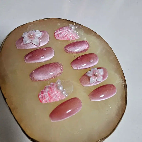 [BUNJANG] Handmade Nail Tips - Coffin Egg Tip Set / 수제네일팁