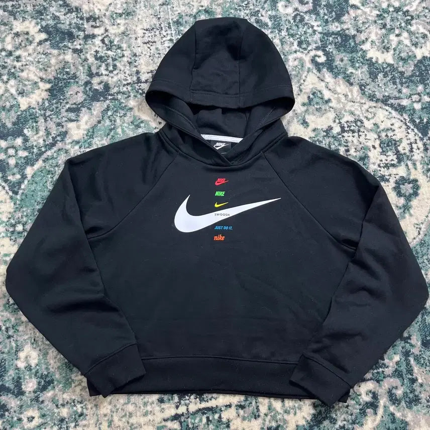 [BUNJANG] Nike Swoosh Big Logo Cropped Hoodie / 나이키 스우시  크롭 빅로고 후드티