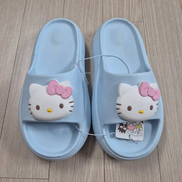[BUNJANG] Hello Kitty Platform Slippers Blue Size 250 / 헬로키티 통굽 슬리퍼 블루 250