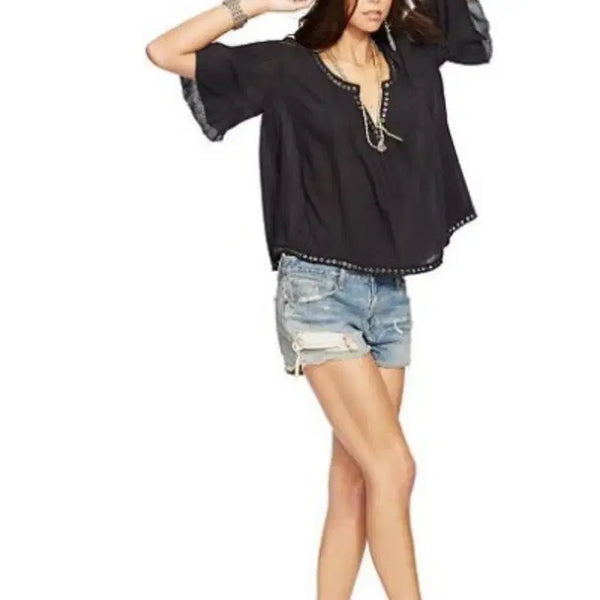 [BUNJANG] Denim & Supply Black Embroidered Tunic Blouse / DENIM & SUPPLY 블랙 자수 튜닉 블라우스