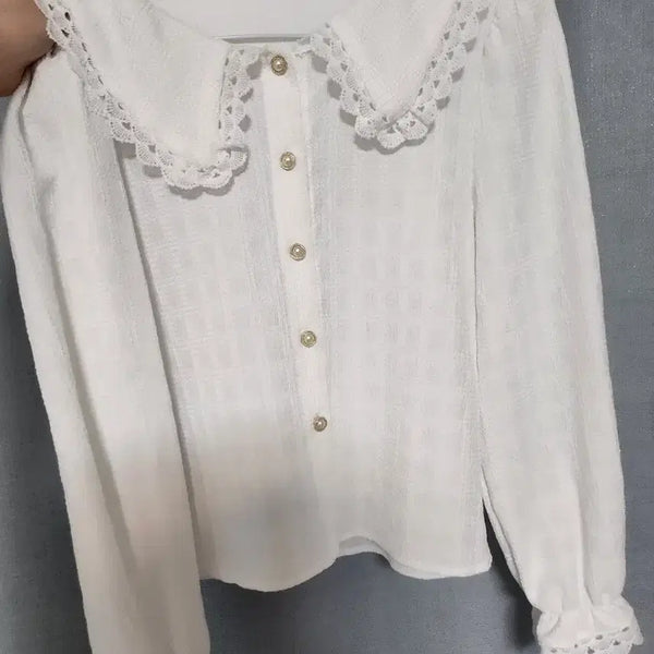 [BUNJANG] White Lace Collar Blouse / 화이트 레이스 카라 블라우스