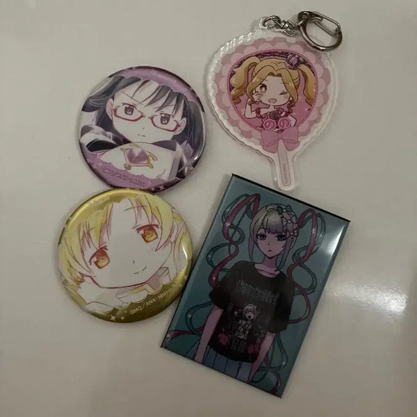 [BUNJANG] Puella Magi Madoka Magica x Aikatsu! x NijiGamer! Can Badge & Keyring Bundle Set / 마법소녀마도카마기카 아이카츠 니디걸 캔뱃지 키링 일괄
