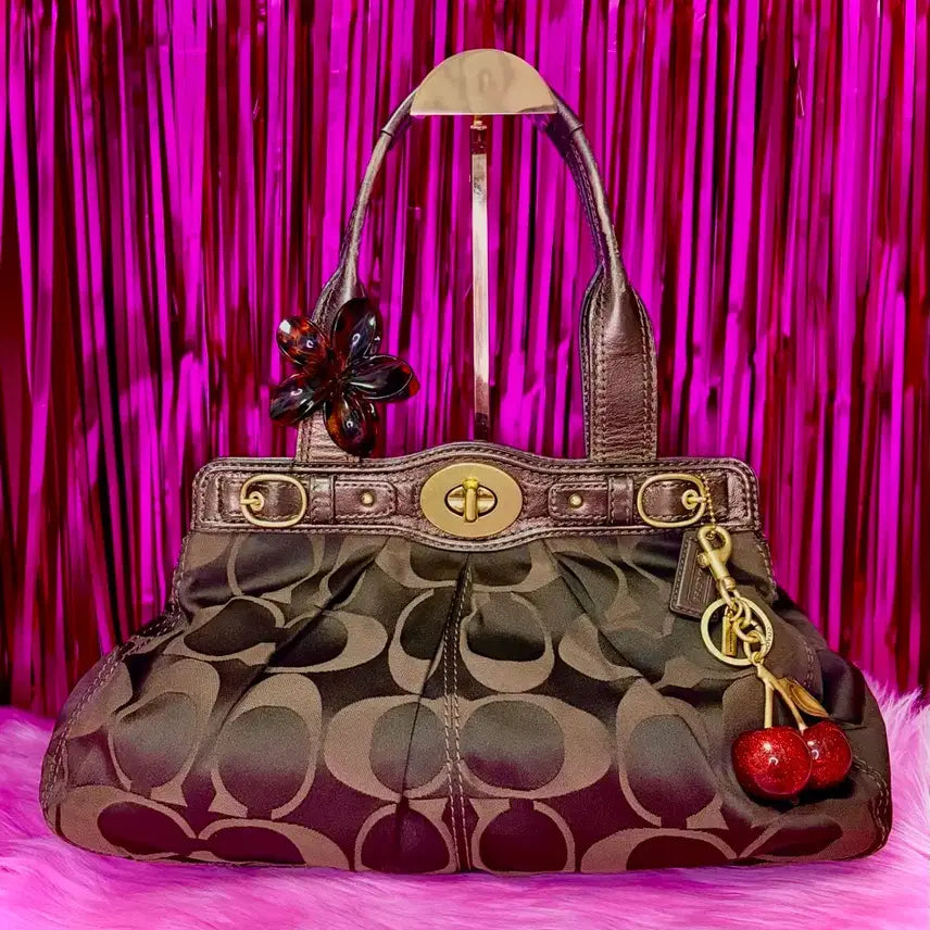 [BUNJANG] Coach Signature Turnlock Carryall Bag - Dark Brown / 클래식) Coach 코치 시그니처 턴락 캐리올백 다크브라운