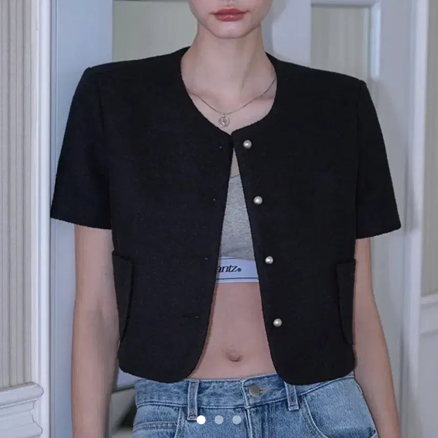 [BUNJANG] Roseefranz Half Sleeve Tweed Jacket / [옷정리] 로제프란츠 Half Sleeve Tweed Jacket