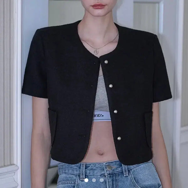 [BUNJANG] Roseefranz Half Sleeve Tweed Jacket / [옷정리] 로제프란츠 Half Sleeve Tweed Jacket