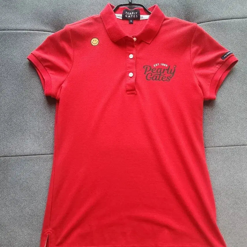 [BUNJANG] PEARLY GATES Women's Short Sleeve Collar T-Shirt Red / 파리게이츠 여성 반팔 카라티 레드