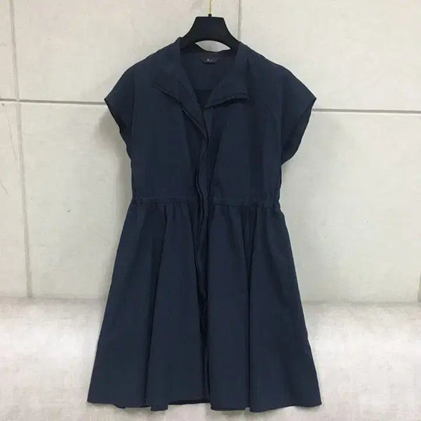 [BUNJANG] JJ JIGOTT Navy Cotton Linen Blend Zip-Up Dress / JJ지고트 네이비 면 +린넨 집업원피스