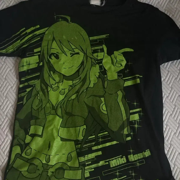 [BUNJANG] Miki Hoshii Character Black T-Shirt (Size S) / 호시이 미키 티셔츠