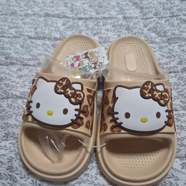 [BUNJANG] Hello Kitty Leopard Print Mule Slippers Beige / 헬로키티 뮬 슬리퍼 베이지 호피(230)
