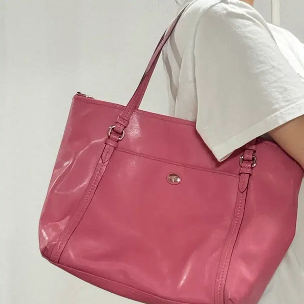 [BUNJANG] Coach Pink Leather Shoulder Bag Tote Bag / 코치 핑크 가죽 숄더백 토트백