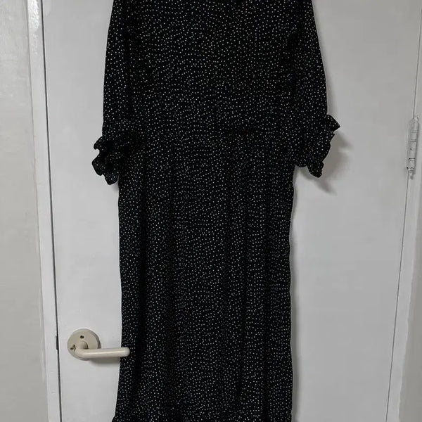[BUNJANG] Dot Black Long Dress / 도트 블랙 롱 원피스