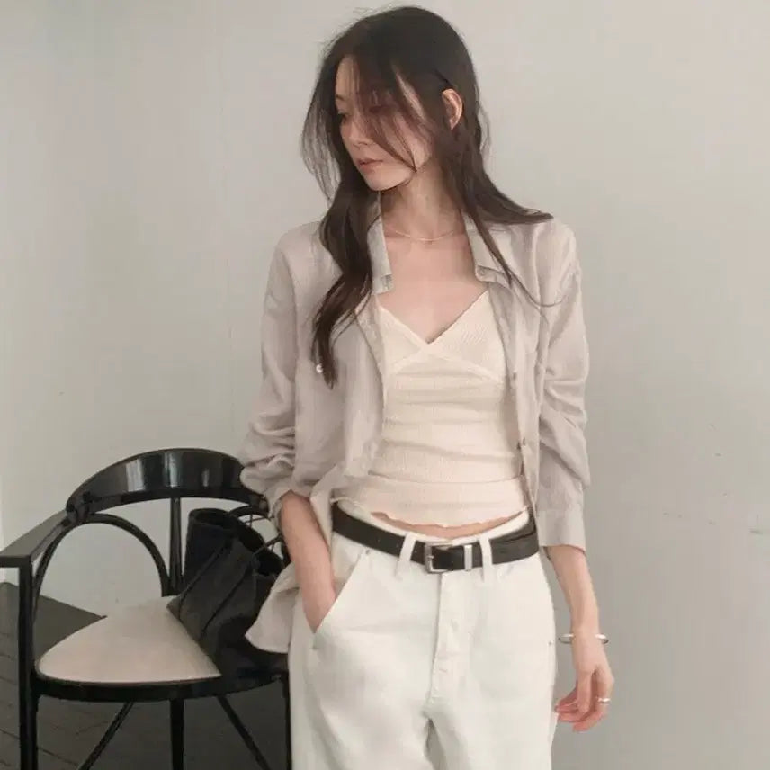 [BUNJANG] Slowand Seagrass Ribbed Lace Sleeveless Buttercream / 슬로우앤드 시즈 골지 레이스 슬리브리스 #버터크림
