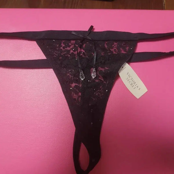 [BUNJANG] Victoria's Secret Black Lace Thong Panty / 빅토리아시크릿 블랙 레이스 티팬티