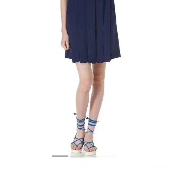 [BUNJANG] Lucky Chouette Navy Pleated Big Collar Dress / 네이비 플리츠 빅카라 원피스 럭키슈에뜨 새상품