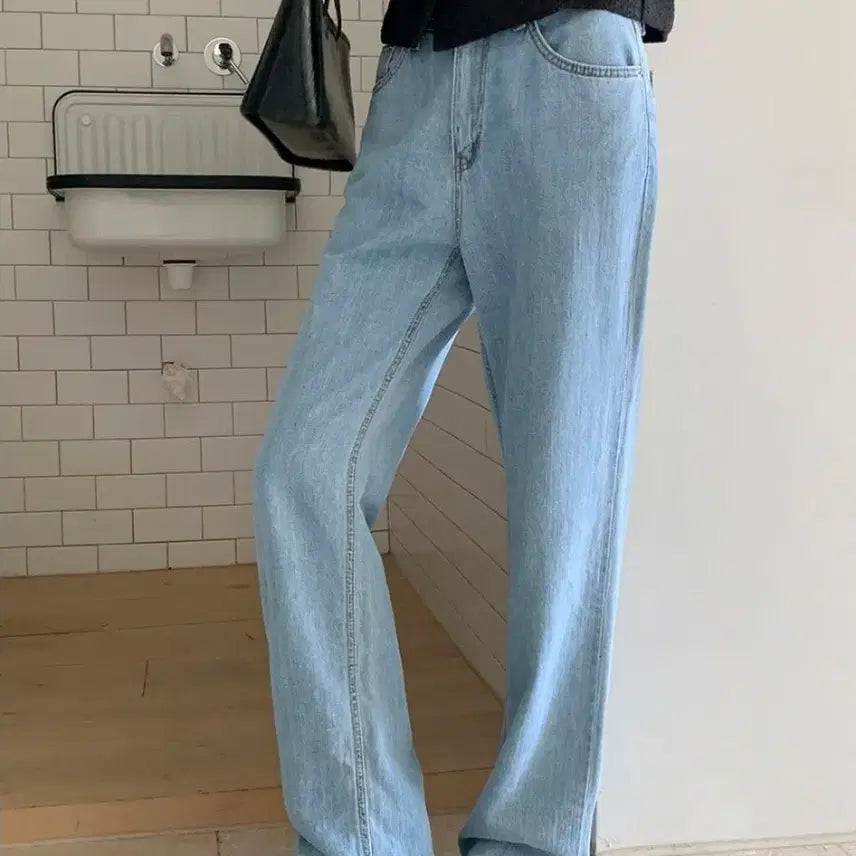 [BUNJANG] Edmore Self-Produced Plain Summer Semi-Wide Denim (Light Wash), M / 에드모어 자체제작 플레인 썸머 세미 와이드 데님 #연청, M