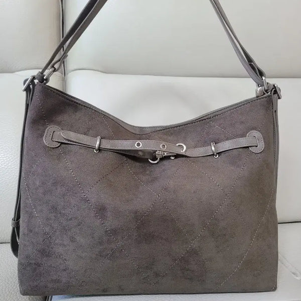 [BUNJANG] Talli Suede Shoulder Bag Grey / TALLI 탈리 스웨이드 숄더백 그레이 가방