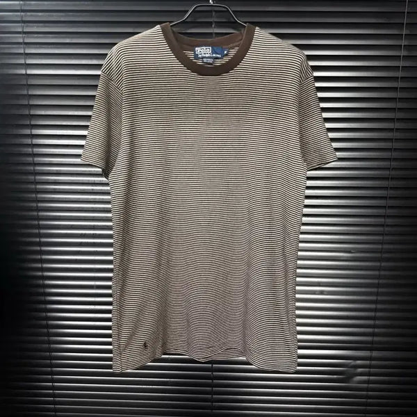 [BUNJANG] Polo Ralph Lauren Striped Short Sleeve Knit Polo Shirt Brown M / 폴로 랄프로렌 브라운 갈색 스트라이프 반팔 니트 M 95 포니 링거티