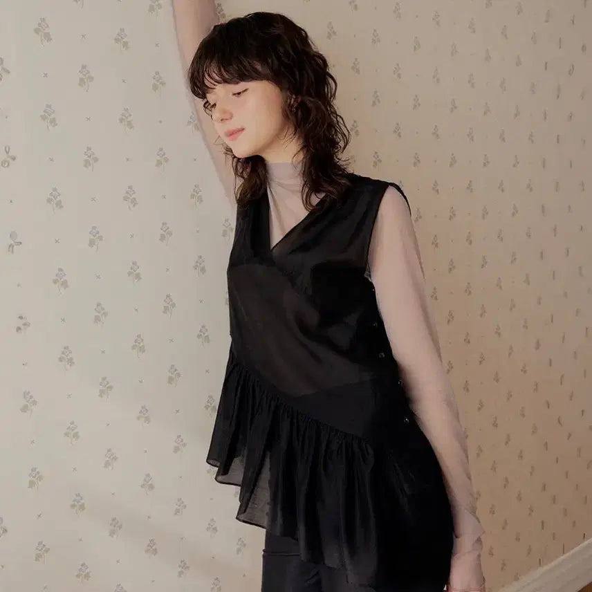 [BUNJANG] Edaul Shirring Line Layered Chiffon Bustier / 어다울 셔링 라인 레이어드 쉬폰 뷔스티에