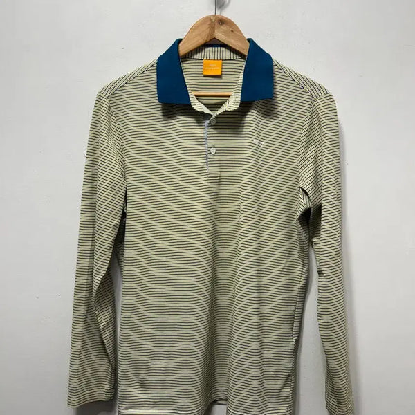 [BUNJANG] Nike Long Sleeve Golf Wear Yellow Stripe Polo Shirt Size 100 / 나이키 긴팔 골프웨어 카라티 셔츠 옐로우 스트라이프 100사이즈