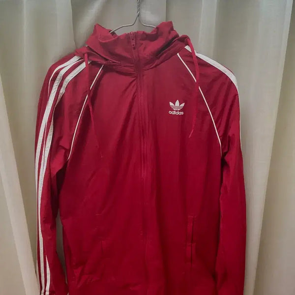 [BUNJANG] Adidas Red Windbreaker Jacket / 아디다스 레드 바람막이