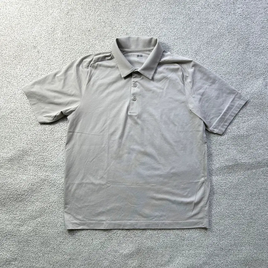 [BUNJANG] Uniqlo x Theory Grey Short-Sleeve Polo T-shirt L / 유니클로 X 띠어리 그레이 반팔 폴로티 L