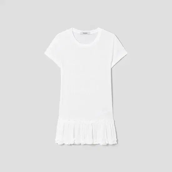 [BUNJANG] Eight Seconds Women's Frill Short Sleeve Jersey Top White / 새상품 무신사 에잇세컨즈 여성 프릴 반소매 저지탑 화이트 m
