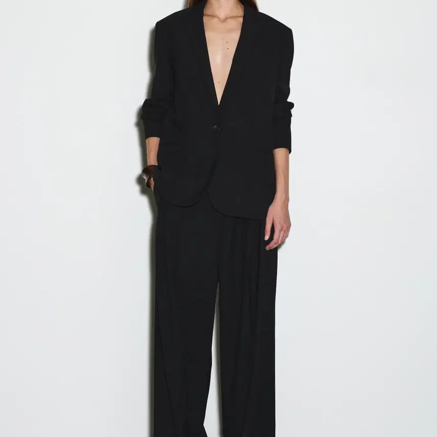 [BUNJANG] COS Relaxed Twill Wide Leg Trousers Black / COS 릴랙스드 트윌 와이드 레그 트라우저