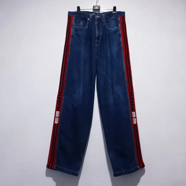 [BUNJANG] Kalkaney Old School Sideline Detail Denim Pants Hip Hop Jeans / 실측 34-35) 칼카니 올드스쿨 사이드라인 디테일 데님팬츠 힙합 청바지