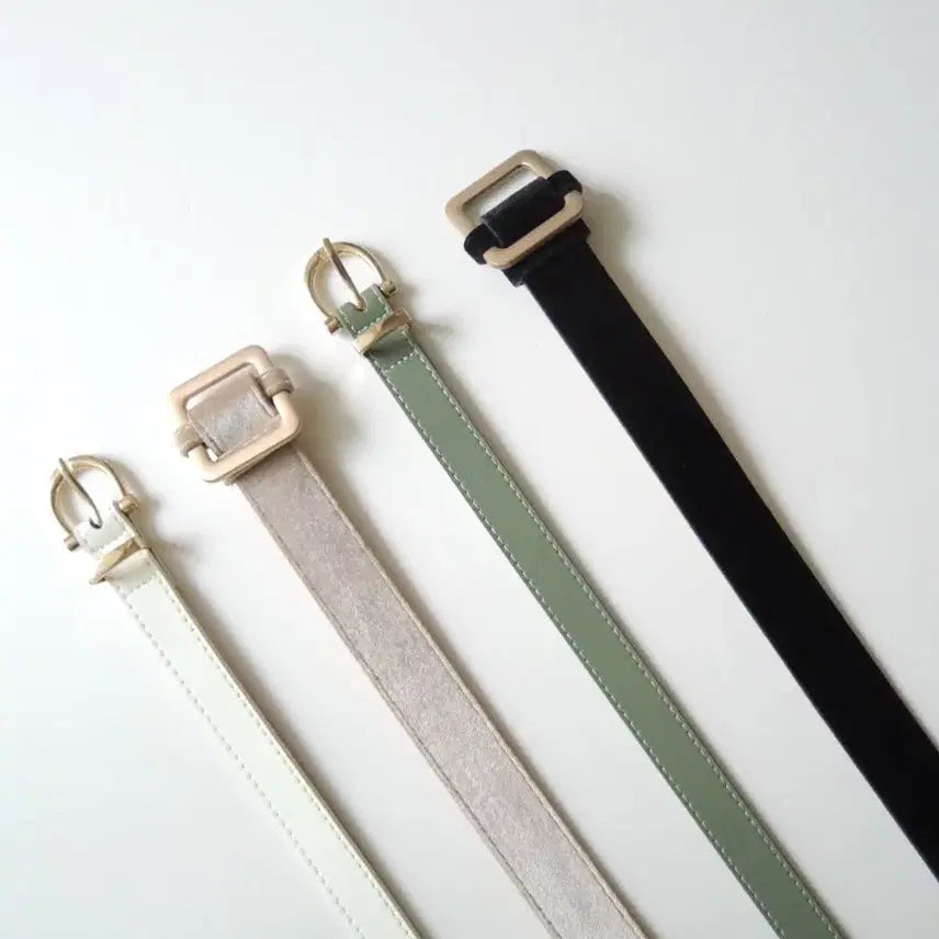 [BUNJANG] Velvet & Plain Belt Set (Beige, Black, Khaki) / 새상품) 금장벨트 벨벳벨트 베이지 블랙 카키