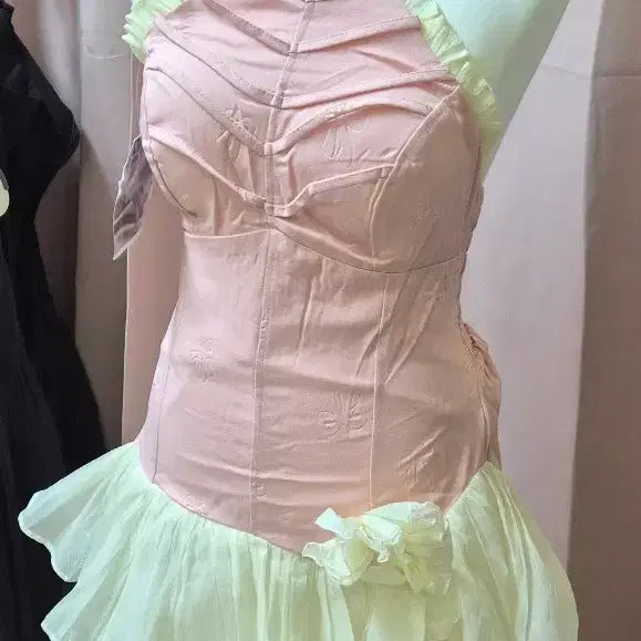 [BUNJANG] Pink Frill Lace Dress / 핑크색 프릴 레이스 드레스
