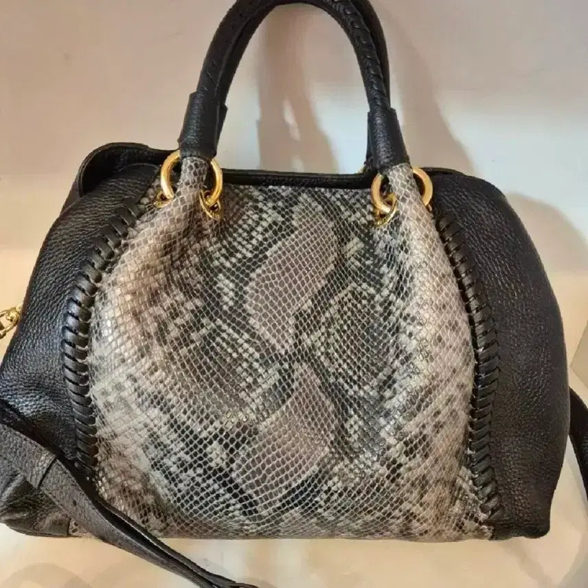 [BUNJANG] Daks Python Embossed Tote Bag and Crossbody / 닥스 파이톤 엠보토트백및 크로스